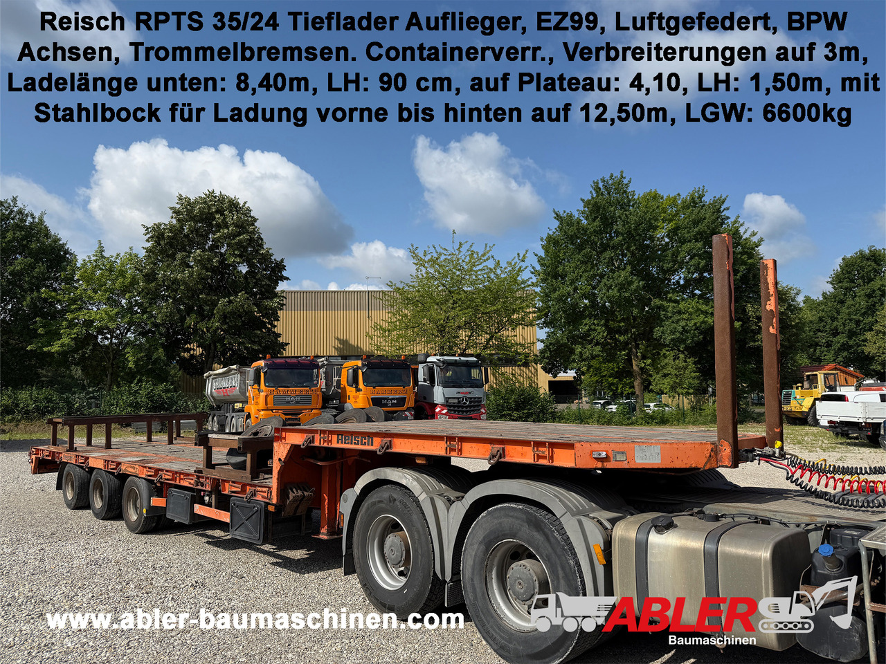 Reisch RPTS 35/24 Tieflader Auflieger - Alçak çerçeveli platform römork: fotoğraf 1 Reisch RPTS 35/24 Tieflader Auflieger - Alçak çerçeveli platform römork: fotoğraf 1