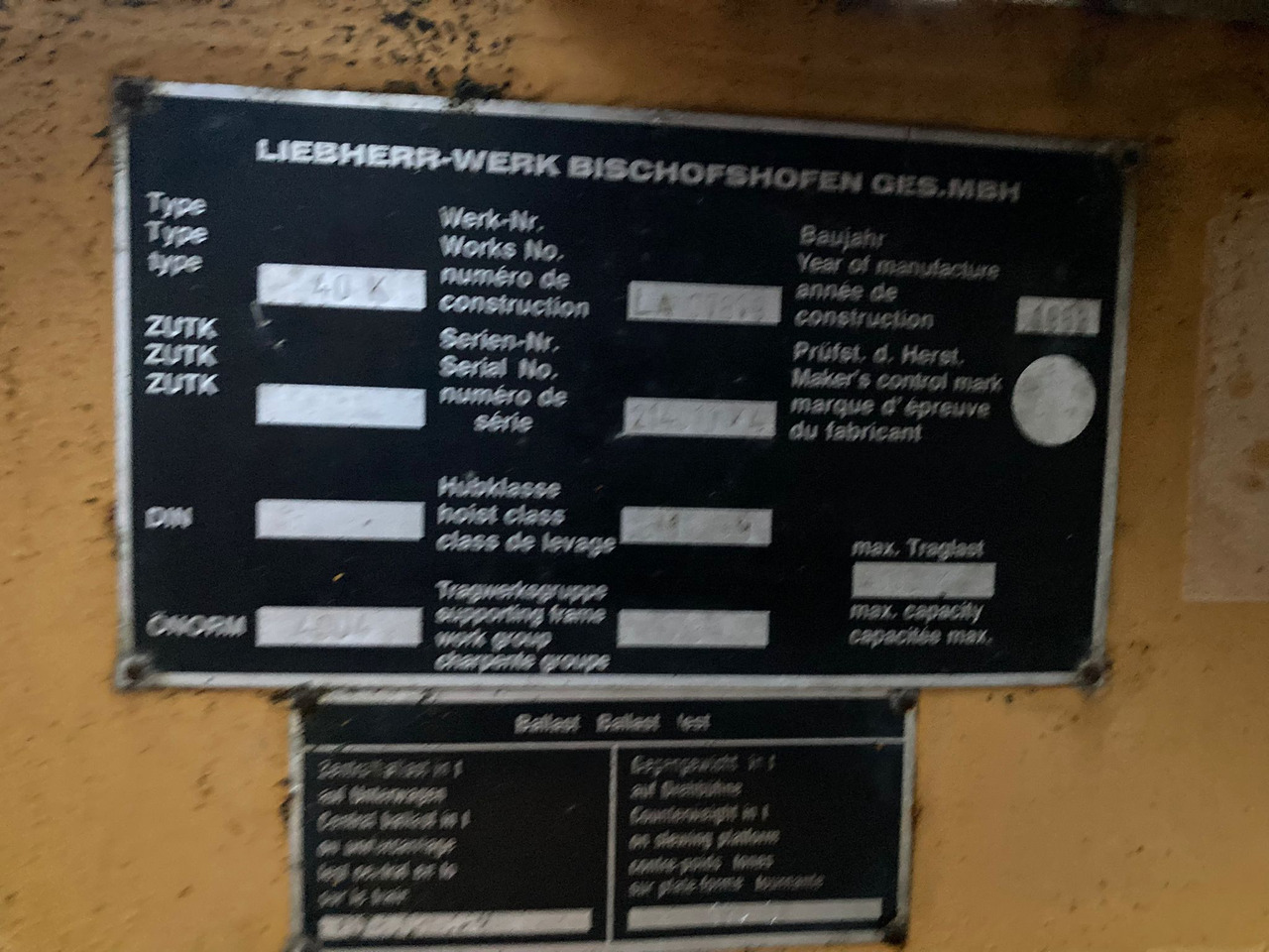 LIEBHERR 40 K - Kule vinç: fotoğraf 4 LIEBHERR 40 K - Kule vinç: fotoğraf 4