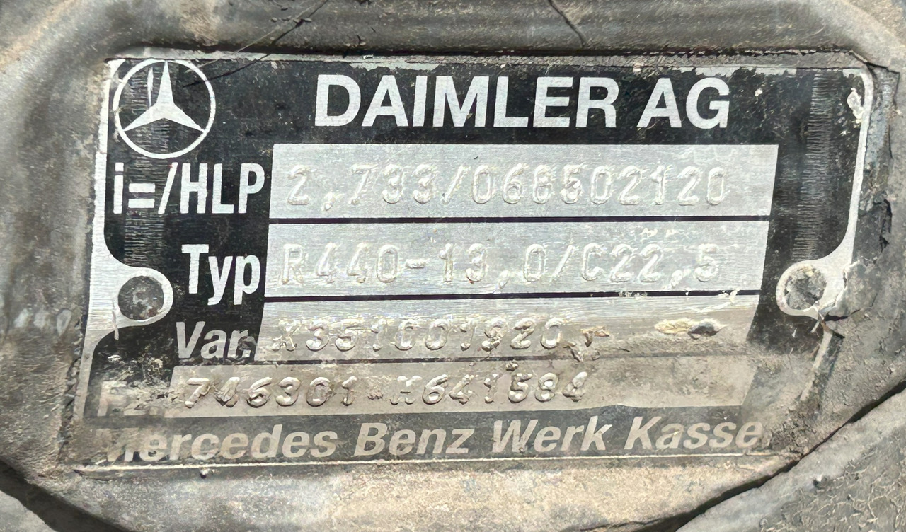 MERCEDES AXLE + HUBS R440-13,0 2,733 ACTROS MP4 - Arka aks: fotoğraf 4 MERCEDES AXLE + HUBS R440-13,0 2,733 ACTROS MP4 - Arka aks: fotoğraf 4
