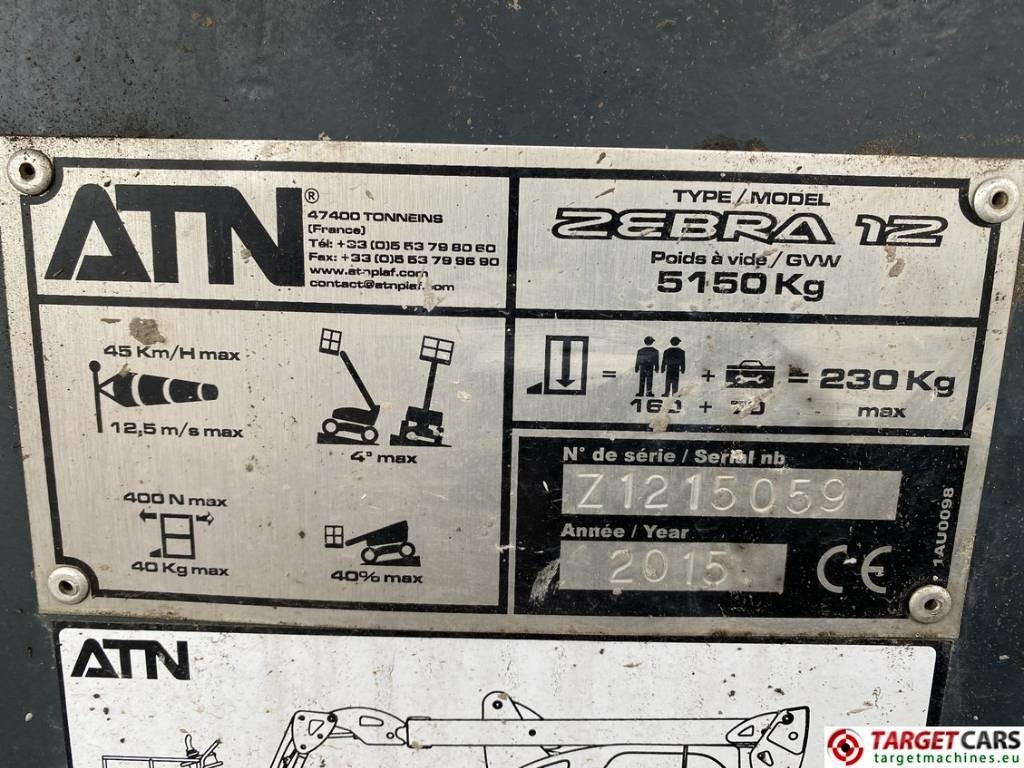 Eklemli platform ATN Zebra 12 Articulated 4x4 Diesel Boom Lift 1220cm: fotoğraf 10 Eklemli platform ATN Zebra 12 Articulated 4x4 Diesel Boom Lift 1220cm: fotoğraf 10
