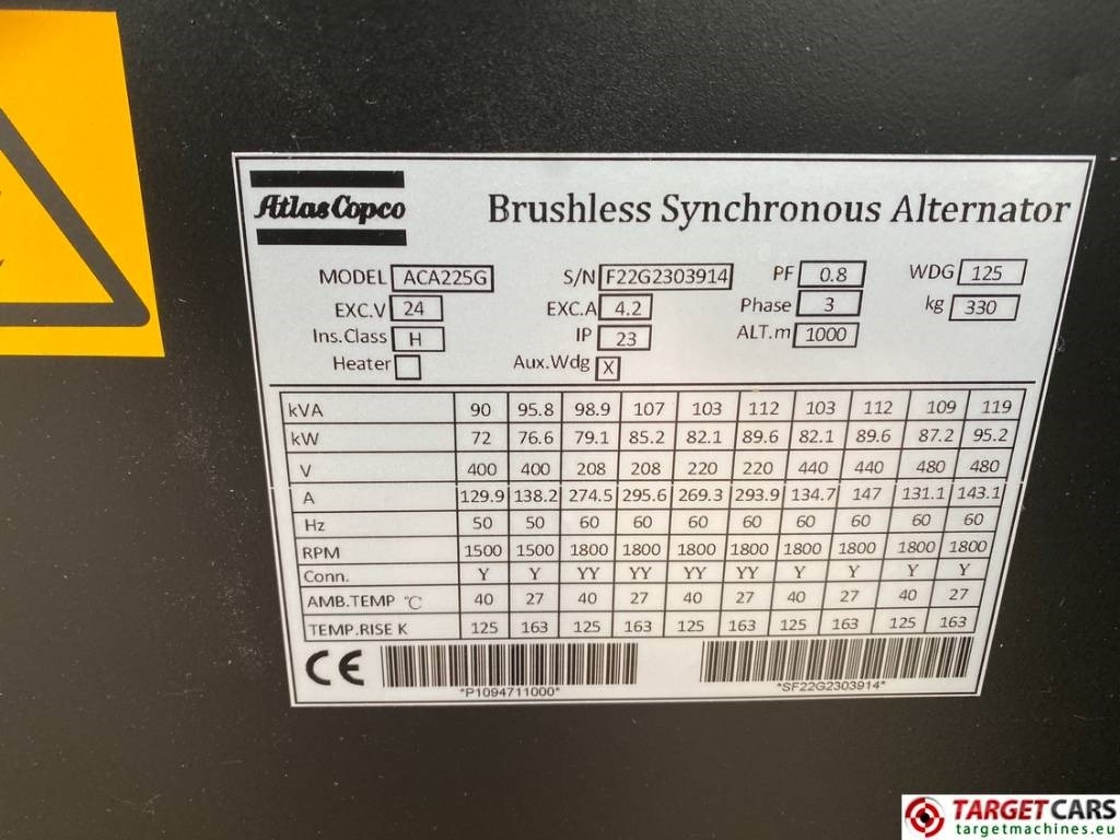 Yeni Elektrikli jeneratör Atlas Copco QES80 Diesel 90KVA Generator 400/230V Unusde: fotoğraf 12