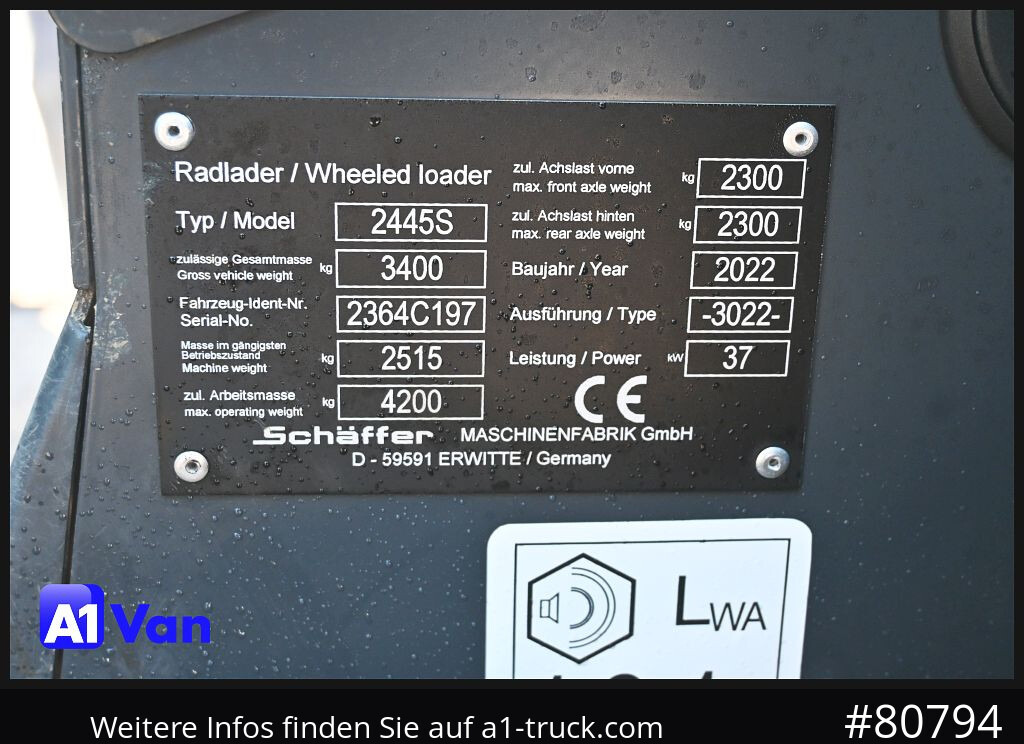 SCHAEFFER Schäffer 2445S Hoflader, Gabel, 127 Bstd. - Tekerlekli yükleyici: fotoğraf 4 SCHAEFFER Schäffer 2445S Hoflader, Gabel, 127 Bstd. - Tekerlekli yükleyici: fotoğraf 4