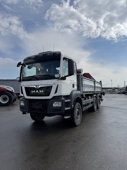 MAN TGS 26.430 6x4 3-Seitenkipper, HMF 2020K-RC Heckkran abnehmbar, - Damperli kamyon, Vinçli kamyon: fotoğraf 1 MAN TGS 26.430 6x4 3-Seitenkipper, HMF 2020K-RC Heckkran abnehmbar, - Damperli kamyon, Vinçli kamyon: fotoğraf 1