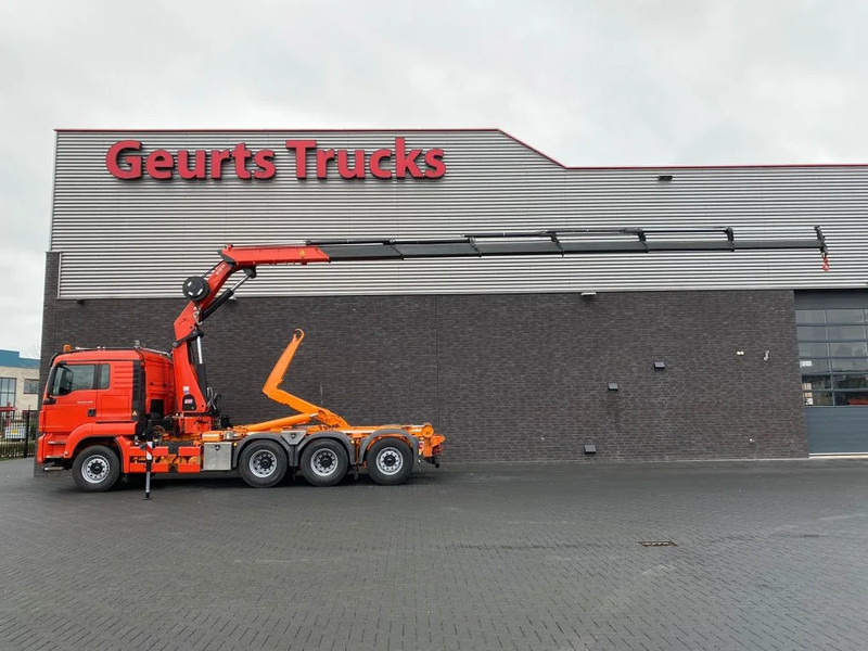 MAN TGS 35.480 8X4 TRIDEM + 20 TON HAAKARM + HMF 3220-K6 KRAAN/KRAN/CRANE/GRUA - Kancalı yükleyici kamyon, Vinçli kamyon: fotoğraf 1 MAN TGS 35.480 8X4 TRIDEM + 20 TON HAAKARM + HMF 3220-K6 KRAAN/KRAN/CRANE/GRUA - Kancalı yükleyici kamyon, Vinçli kamyon: fotoğraf 1