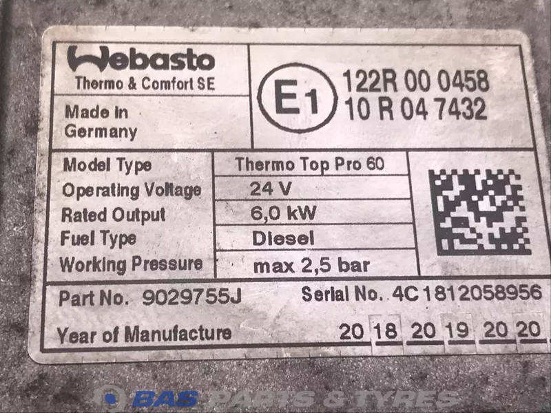 Webasto Thermo Top Pro 60 Standkachel 2640297 - Isıtma/ Havalandırma - Kamyon: fotoğraf 5 Webasto Thermo Top Pro 60 Standkachel 2640297 - Isıtma/ Havalandırma - Kamyon: fotoğraf 5