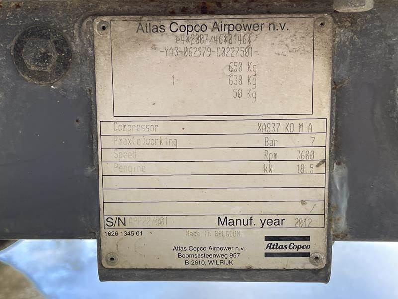 Atlas-Copco XAS 37 KD - Hava kompresörü: fotoğraf 4 Atlas-Copco XAS 37 KD - Hava kompresörü: fotoğraf 4