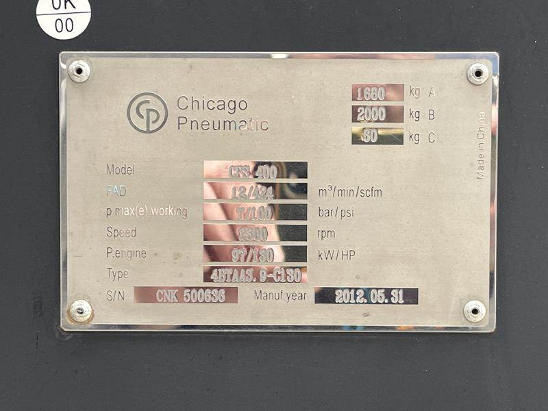 Chicago Pneumatic CPS 400 - Hava kompresörü: fotoğraf 5 Chicago Pneumatic CPS 400 - Hava kompresörü: fotoğraf 5