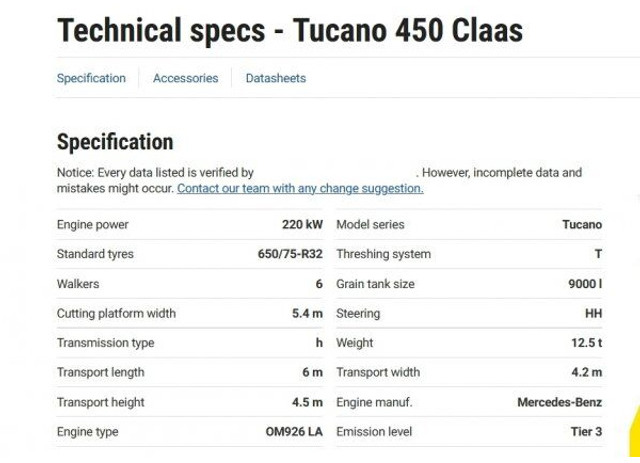 Claas Tucano 450 (839) +V 750 - Biçerdöver: fotoğraf 5 Claas Tucano 450 (839) +V 750 - Biçerdöver: fotoğraf 5