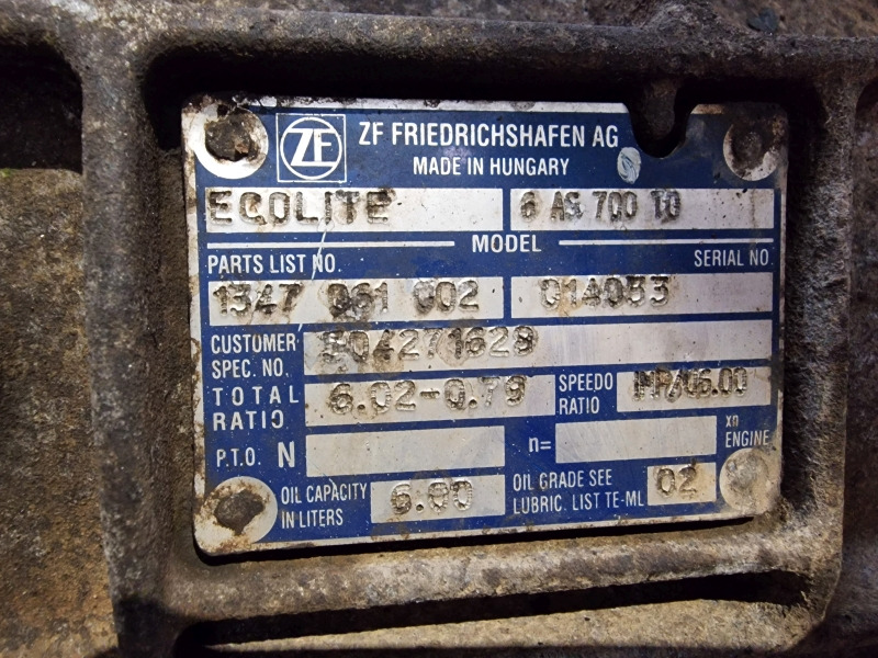 ZF Ecolite 6AS700TO Iveco Spec Gearbox - Vites kutusu: fotoğraf 2 ZF Ecolite 6AS700TO Iveco Spec Gearbox - Vites kutusu: fotoğraf 2