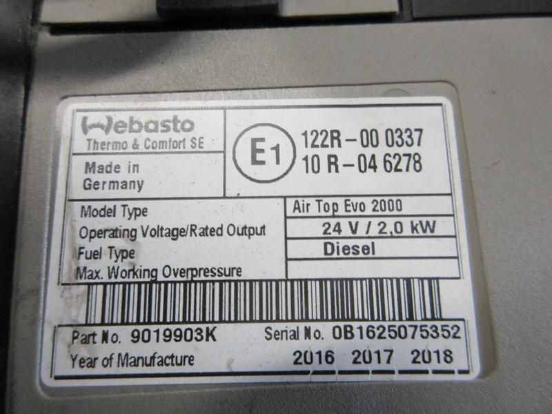 Volvo 9019903 23440197 //STANDKACHEL WEBASTO AIR TOP EVO 2000 EURO 6 FH - Elektrik sistemi - Kamyon: fotoğraf 5 Volvo 9019903 23440197 //STANDKACHEL WEBASTO AIR TOP EVO 2000 EURO 6 FH - Elektrik sistemi - Kamyon: fotoğraf 5