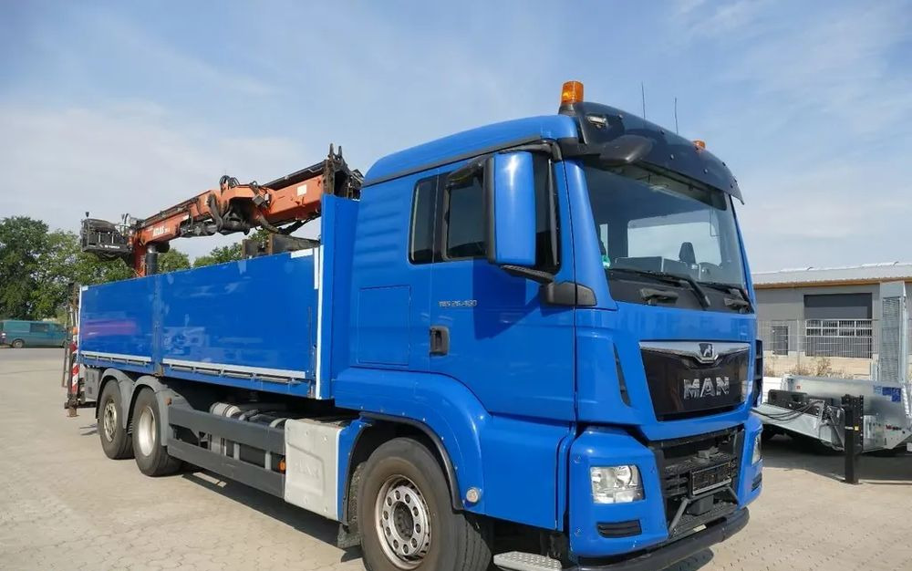 MAN TGS 26.460 – Platforma z żurawiem HDS tylnym do materiałów budowlanych / Retarder / 6x2 / Klima / Euro 6 - Vinçli kamyon, Sal/ Açık kasa kamyon: fotoğraf 1 MAN TGS 26.460 – Platforma z żurawiem HDS tylnym do materiałów budowlanych / Retarder / 6x2 / Klima / Euro 6 - Vinçli kamyon, Sal/ Açık kasa kamyon: fotoğraf 1