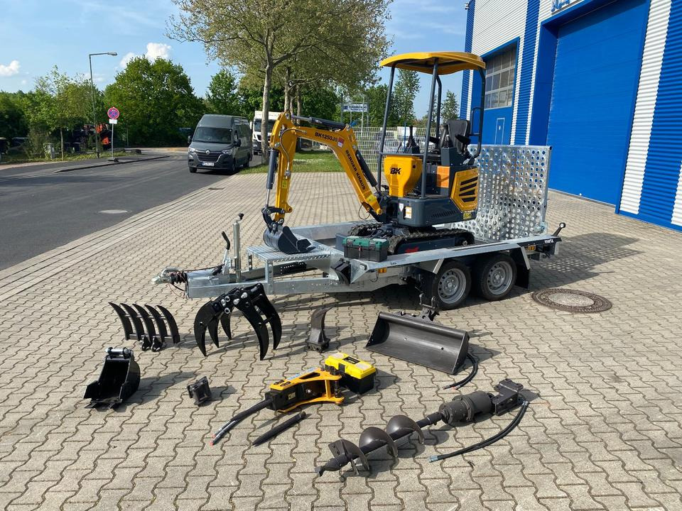 Minibagger BK1250JS + Tieflader + Zubehör *INKL.19% MWST*KUBOTA*BERGER KRAUS*JOYSTICK*SOFORT!* - Mini ekskavatör, Römork: fotoğraf 1 Minibagger BK1250JS + Tieflader + Zubehör *INKL.19% MWST*KUBOTA*BERGER KRAUS*JOYSTICK*SOFORT!* - Mini ekskavatör, Römork: fotoğraf 1