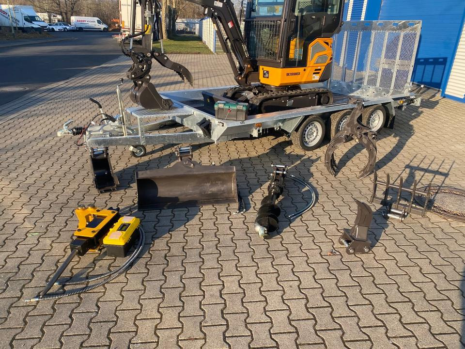 Minibagger BK2000NKSR + Tieflader + Zubehör *INKL.19% MWST*BERGER KRAUS*KUBOTA* KLIMA*SCHWENKARM*VERSTELLFAHRWERK* - Mini ekskavatör, Römork: fotoğraf 2 Minibagger BK2000NKSR + Tieflader + Zubehör *INKL.19% MWST*BERGER KRAUS*KUBOTA* KLIMA*SCHWENKARM*VERSTELLFAHRWERK* - Mini ekskavatör, Römork: fotoğraf 2