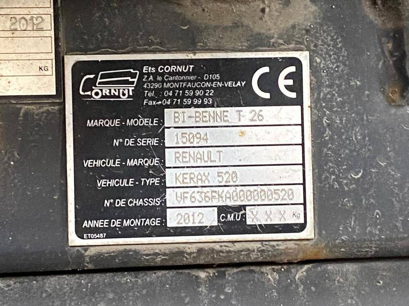 Damperli kamyon, Vinçli kamyon RENAULT KERAX 8x4 520 BIBENNE CIF GRUE CORMACH: fotoğraf 27