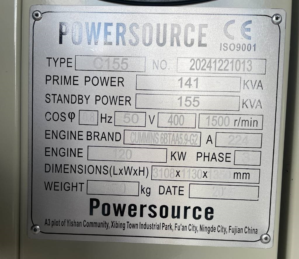 Cummins 6BTAA5.9-G2 - 155 kVA Generator - DPX-19837 - Elektrikli jeneratör: fotoğraf 5 Cummins 6BTAA5.9-G2 - 155 kVA Generator - DPX-19837 - Elektrikli jeneratör: fotoğraf 5