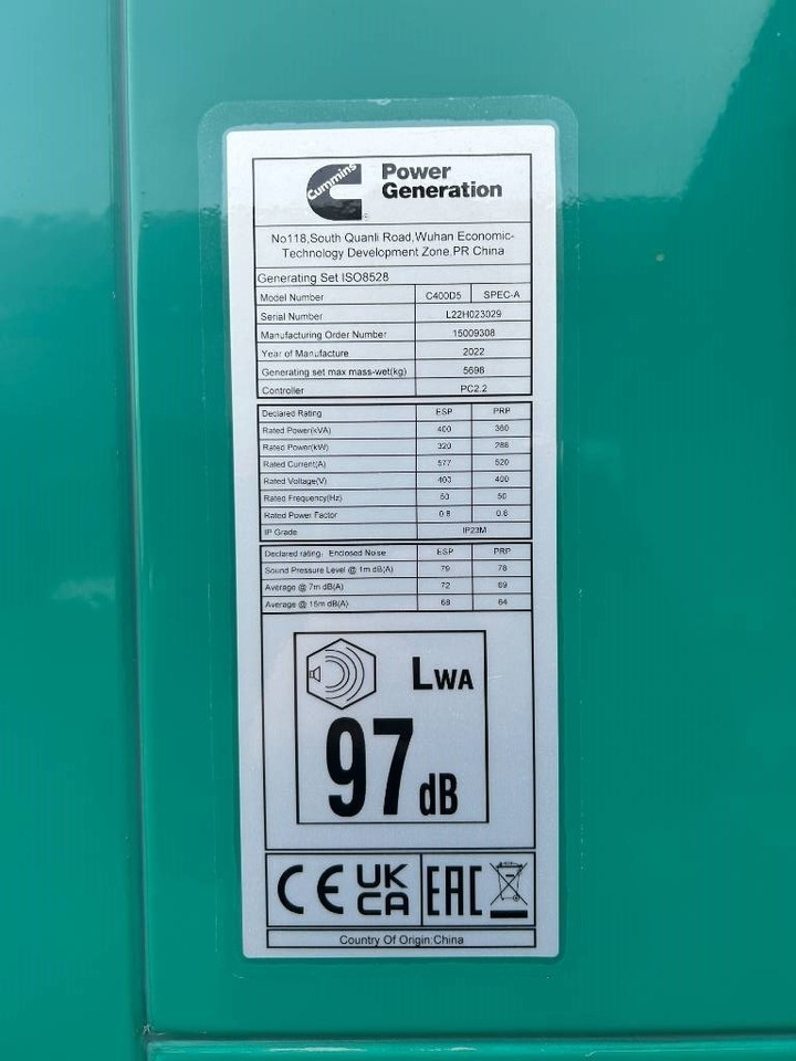 Cummins C400D5 - 400 kVA Generator - DPX-18518 - Elektrikli jeneratör: fotoğraf 4 Cummins C400D5 - 400 kVA Generator - DPX-18518 - Elektrikli jeneratör: fotoğraf 4