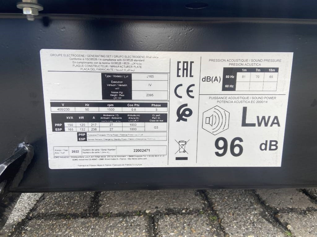 Sdmo J165 - 165 kVA Generator - DPX-17108 - Elektrikli jeneratör: fotoğraf 4 Sdmo J165 - 165 kVA Generator - DPX-17108 - Elektrikli jeneratör: fotoğraf 4