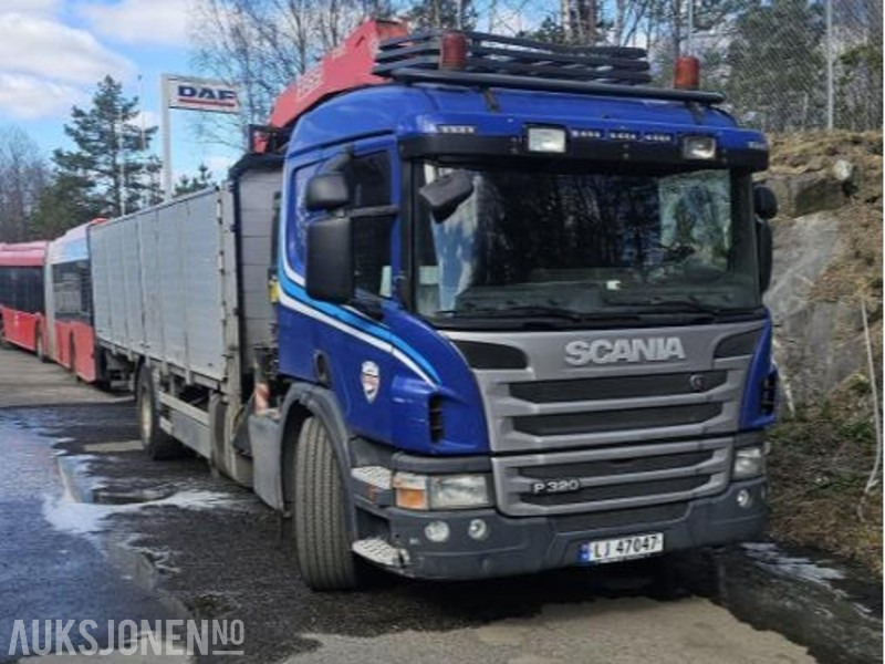 2012 Scania P-serie P320 kranbil med bakløft - Vinçli kamyon: fotoğraf 1 2012 Scania P-serie P320 kranbil med bakløft - Vinçli kamyon: fotoğraf 1