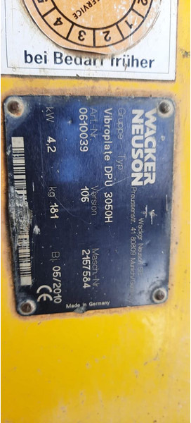 Wacker Rüttelplatte DPU 3050H - Titreşimli kompaktör: fotoğraf 4 Wacker Rüttelplatte DPU 3050H - Titreşimli kompaktör: fotoğraf 4