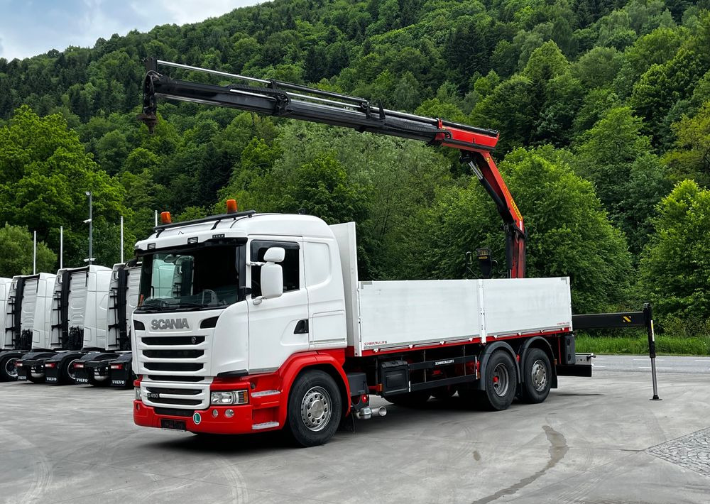 Scania G450 // 6x2// Skrzynia 6.40x2.49 // HDS Palfinger // Oś skrętna podnoszona // - Sal/ Açık kasa kamyon, Vinçli kamyon: fotoğraf 1 Scania G450 // 6x2// Skrzynia 6.40x2.49 // HDS Palfinger // Oś skrętna podnoszona // - Sal/ Açık kasa kamyon, Vinçli kamyon: fotoğraf 1