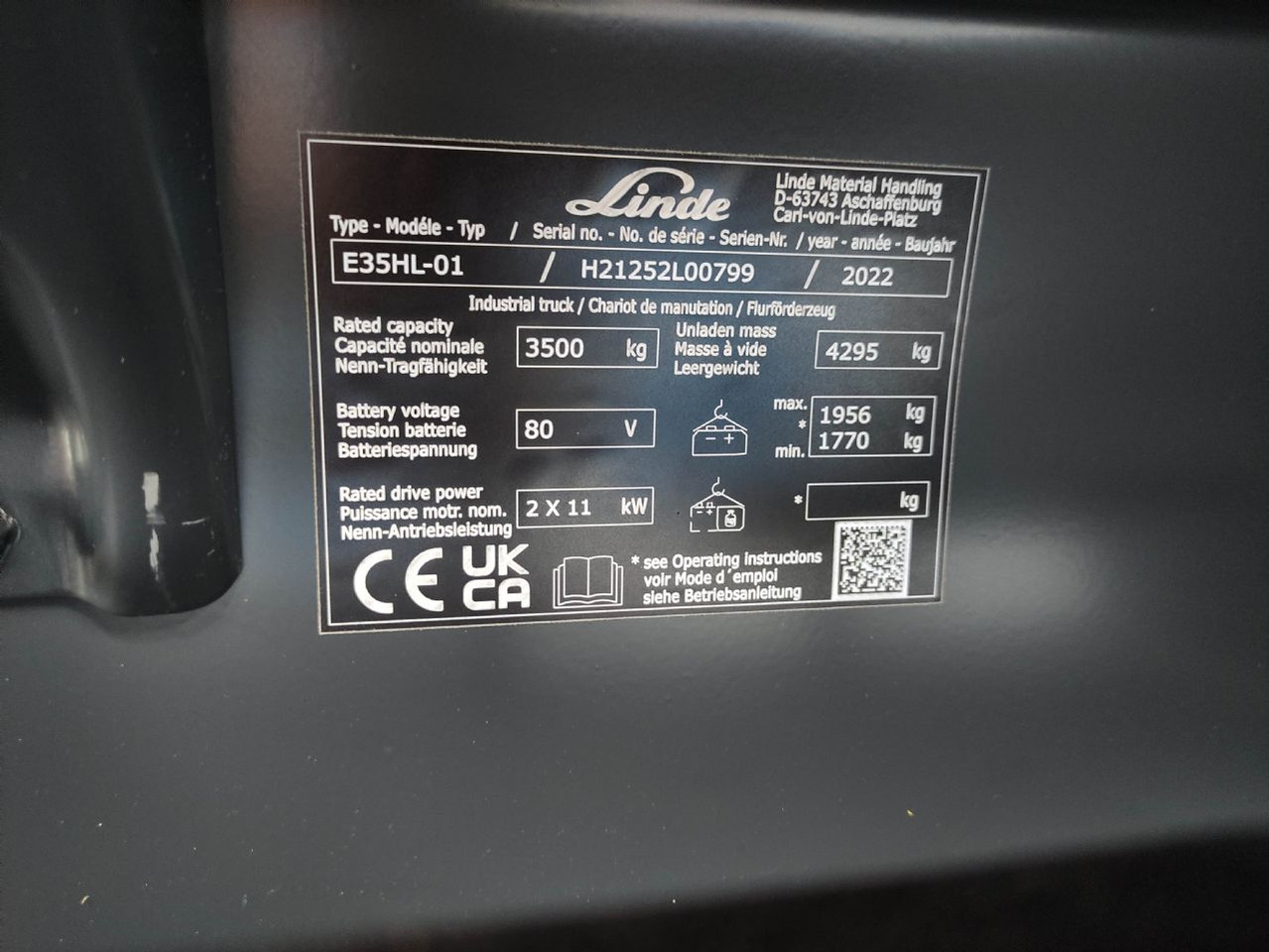 Linde E35HL-01-1252 *Batterie NEU* - Elektrikli forklift: fotoğraf 5 Linde E35HL-01-1252 *Batterie NEU* - Elektrikli forklift: fotoğraf 5