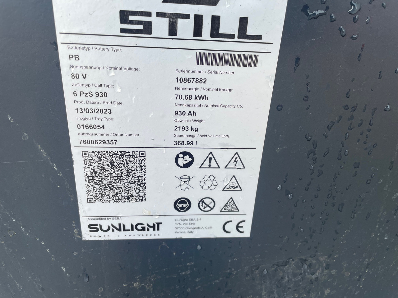 Sunlight 80V 6 PzS 930 - Akümülatör - Malzeme taşıma ekipmanı: fotoğraf 2 Sunlight 80V 6 PzS 930 - Akümülatör - Malzeme taşıma ekipmanı: fotoğraf 2