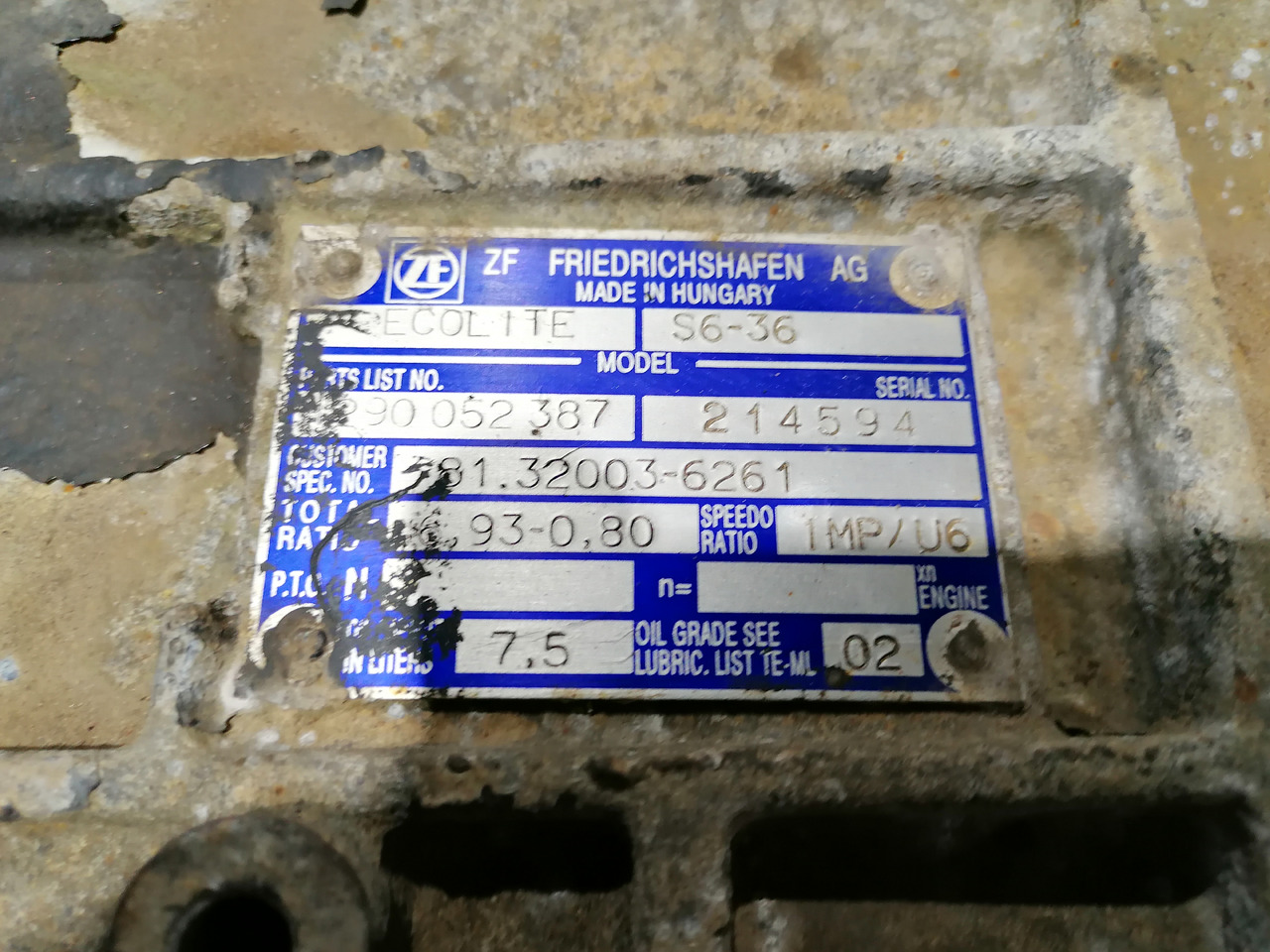 ZF ECOLITE S6-36 - Vites kutusu: fotoğraf 5 ZF ECOLITE S6-36 - Vites kutusu: fotoğraf 5