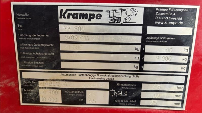 Krampe SK 550 Entreprenørvogn med Hardox kasse SK 500 - Damperli traktör römorku: fotoğraf 5 Krampe SK 550 Entreprenørvogn med Hardox kasse SK 500 - Damperli traktör römorku: fotoğraf 5