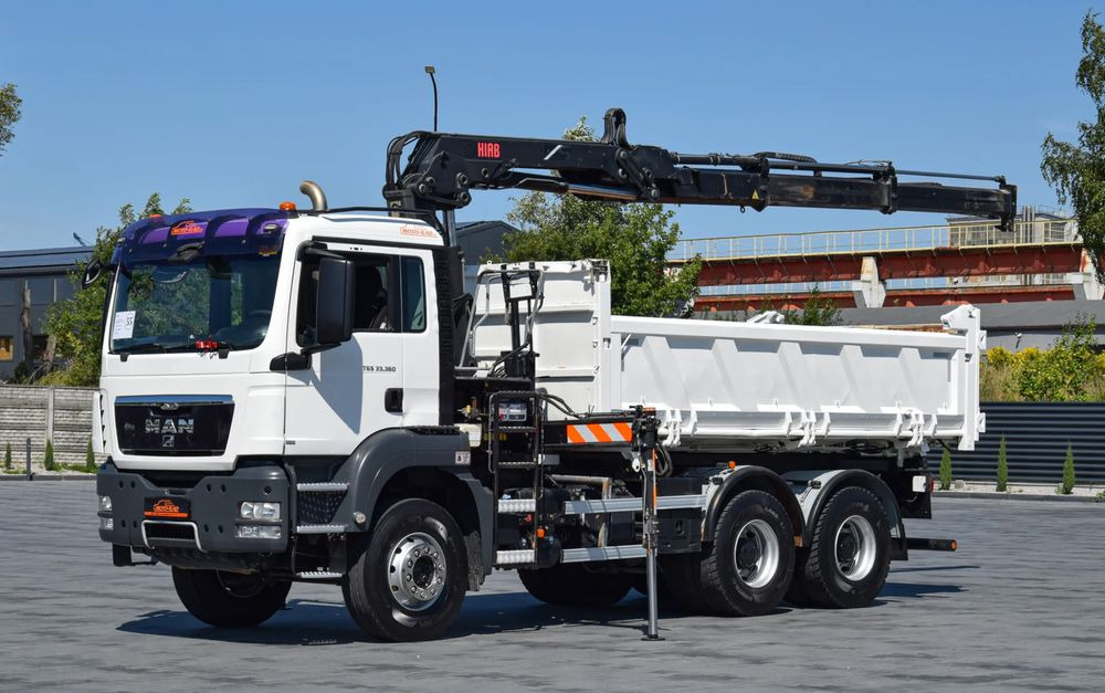 MAN TGS 33.360 / 6x4 / HDS HIAB 122 E-2 HIDUO / STEROWANIE RADIOWE / WYWROTKA / HYDROBURTA / AUTOMAT / KLIMA / TEMPOMAT / KAMERA COFANIA / SPROWADZONY - Damperli kamyon, Vinçli kamyon: fotoğraf 1 MAN TGS 33.360 / 6x4 / HDS HIAB 122 E-2 HIDUO / STEROWANIE RADIOWE / WYWROTKA / HYDROBURTA / AUTOMAT / KLIMA / TEMPOMAT / KAMERA COFANIA / SPROWADZONY - Damperli kamyon, Vinçli kamyon: fotoğraf 1