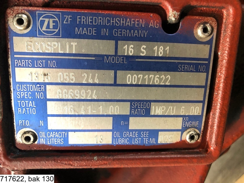 ZF ECOSPLIT 16 S 181, Manual - Vites kutusu: fotoğraf 2 ZF ECOSPLIT 16 S 181, Manual - Vites kutusu: fotoğraf 2