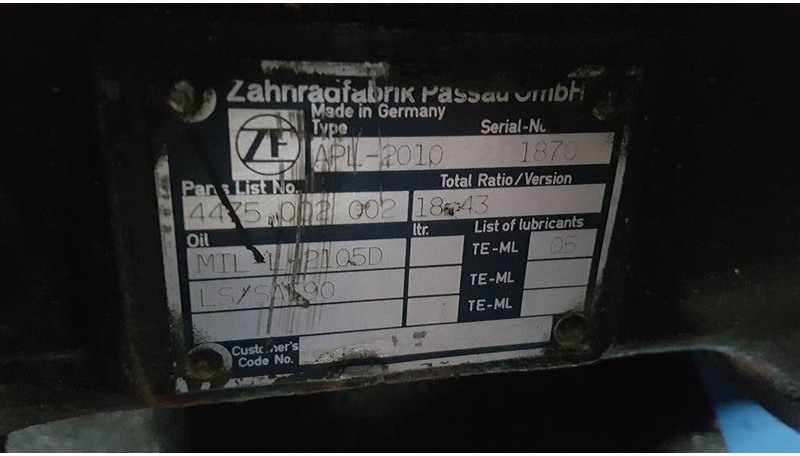 ZF APL-2010 - Axle/Achse/As - Aks ve yedek parça - İş makinaları: fotoğraf 3 ZF APL-2010 - Axle/Achse/As - Aks ve yedek parça - İş makinaları: fotoğraf 3