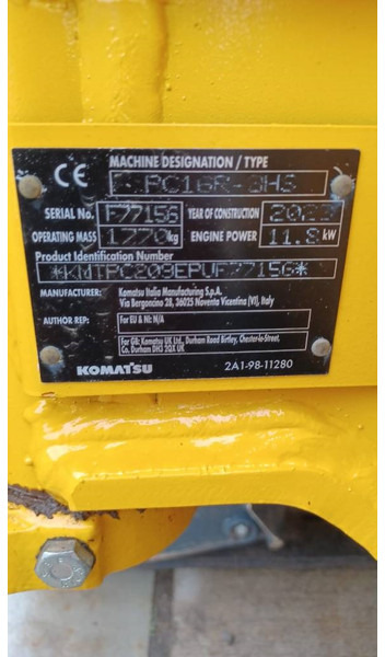 Komatsu PC16R-3HS - Mini ekskavatör: fotoğraf 2 Komatsu PC16R-3HS - Mini ekskavatör: fotoğraf 2