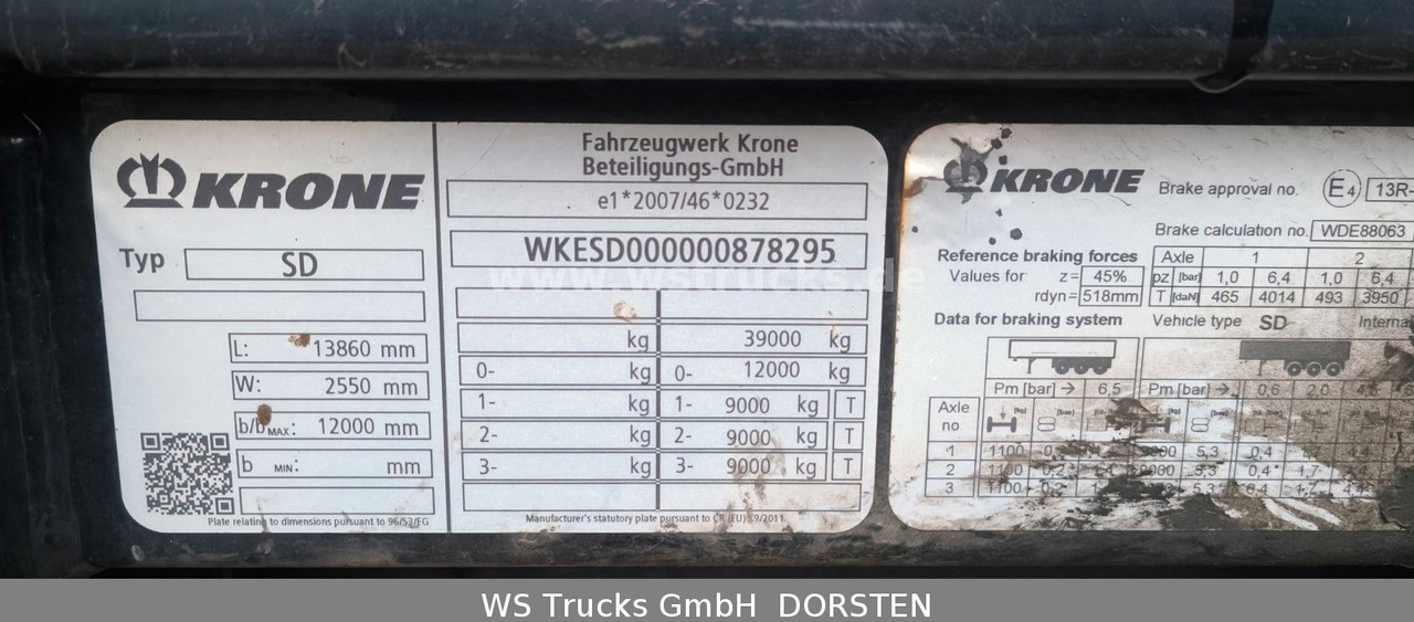 Krone SD 27 Planauflieger mit Edscha | ABS, EBS, XL - Tenteli dorse: fotoğraf 3 Krone SD 27 Planauflieger mit Edscha | ABS, EBS, XL - Tenteli dorse: fotoğraf 3