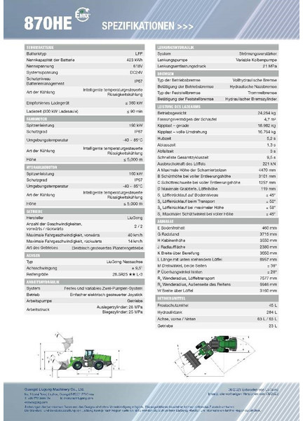 LIUGONG 870 HE vollelektrisch, 24.2 t, 4.7-5.2 cbm - Tekerlekli yükleyici: fotoğraf 2 LIUGONG 870 HE vollelektrisch, 24.2 t, 4.7-5.2 cbm - Tekerlekli yükleyici: fotoğraf 2
