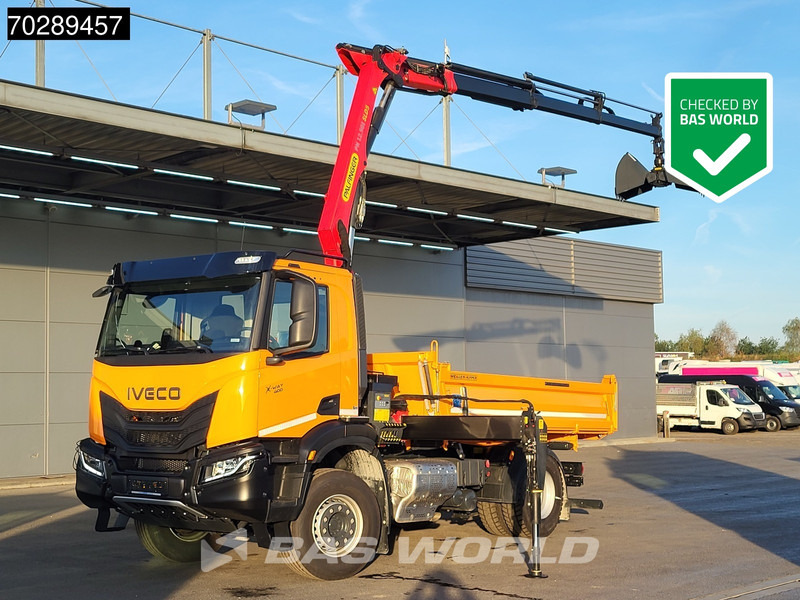 Iveco X-Way 400 4X2 New! Palfinger PK12.501 Crane 6m3 Meiller 3-SideTipper Navi ACC Euro 6 - Damperli kamyon, Vinçli kamyon: fotoğraf 1 Iveco X-Way 400 4X2 New! Palfinger PK12.501 Crane 6m3 Meiller 3-SideTipper Navi ACC Euro 6 - Damperli kamyon, Vinçli kamyon: fotoğraf 1