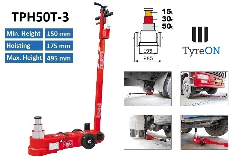 TPH50T-3 Air hydraulic jack  50 Tons - Minimum height 15 cm - Garaj ekipman: fotoğraf 1 TPH50T-3 Air hydraulic jack  50 Tons - Minimum height 15 cm - Garaj ekipman: fotoğraf 1