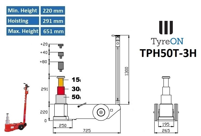 TPH50T-3H Air hydraulic jack  50 Tons - Garaj ekipman: fotoğraf 2 TPH50T-3H Air hydraulic jack  50 Tons - Garaj ekipman: fotoğraf 2