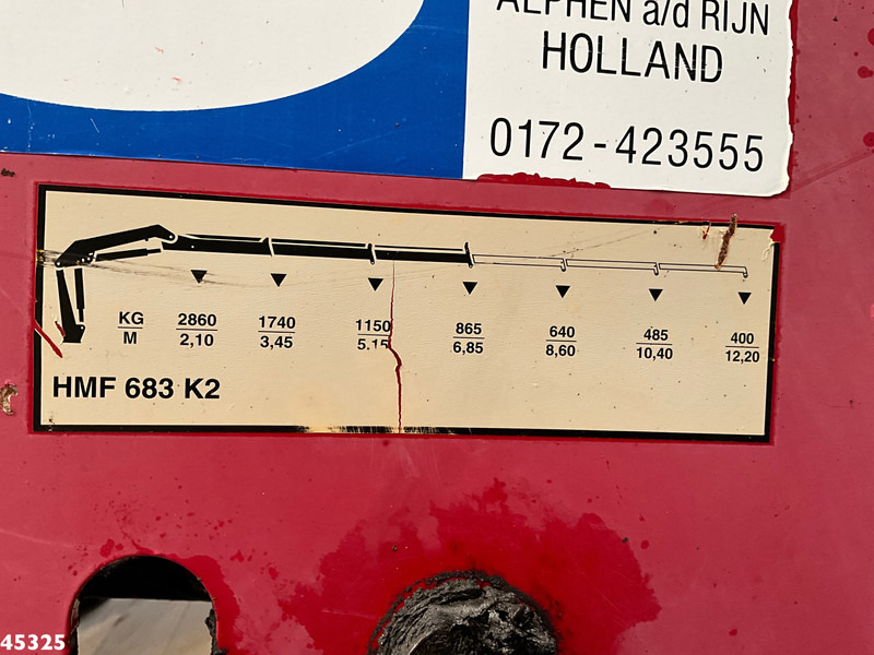 Kancalı yükleyici kamyon, Vinçli kamyon DAF FA 45 LF 180 HMF 7 Tonmeter laadkraan: fotoğraf 17