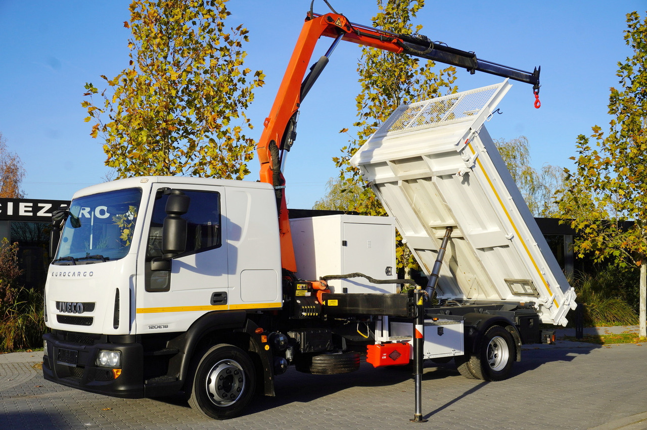 IVECO Eurocargo 120E18 Crane Palfinger / 3-way tipper / sleeper cab - Damperli kamyon, Vinçli kamyon: fotoğraf 1 IVECO Eurocargo 120E18 Crane Palfinger / 3-way tipper / sleeper cab - Damperli kamyon, Vinçli kamyon: fotoğraf 1