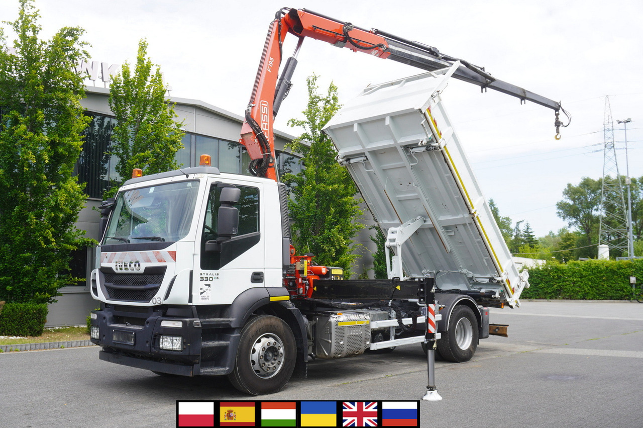 IVECO STRALIS 330 E6 / FASSI 195A 8.5 T / 3-side tipper - Damperli kamyon, Vinçli kamyon: fotoğraf 1 IVECO STRALIS 330 E6 / FASSI 195A 8.5 T / 3-side tipper - Damperli kamyon, Vinçli kamyon: fotoğraf 1