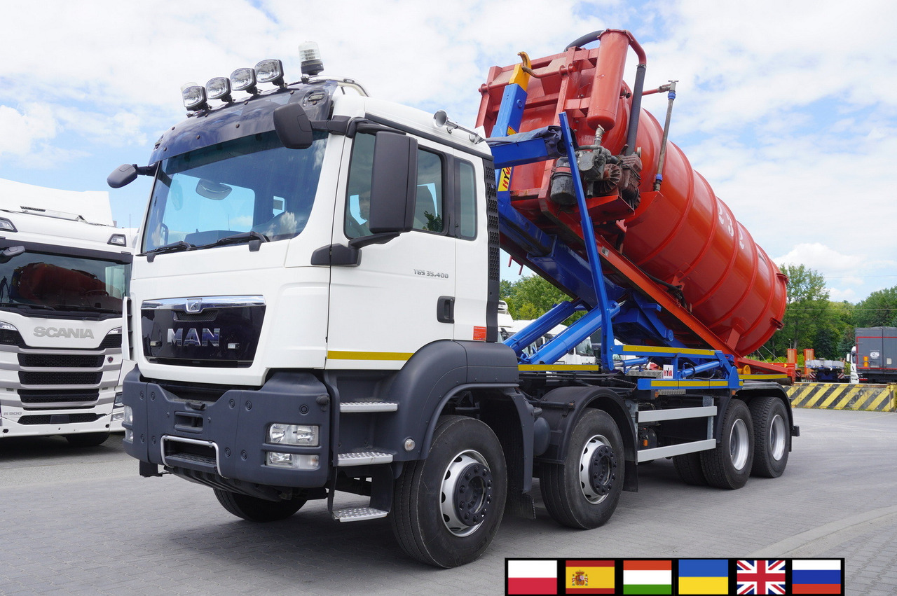 MAN TGS 35.400 8 × 4 E5 / HYVA HOOK LIFT 32.56 SE / Septic barrel 13000 L - Sıvı gübre tankeri: fotoğraf 1 MAN TGS 35.400 8 × 4 E5 / HYVA HOOK LIFT 32.56 SE / Septic barrel 13000 L - Sıvı gübre tankeri: fotoğraf 1