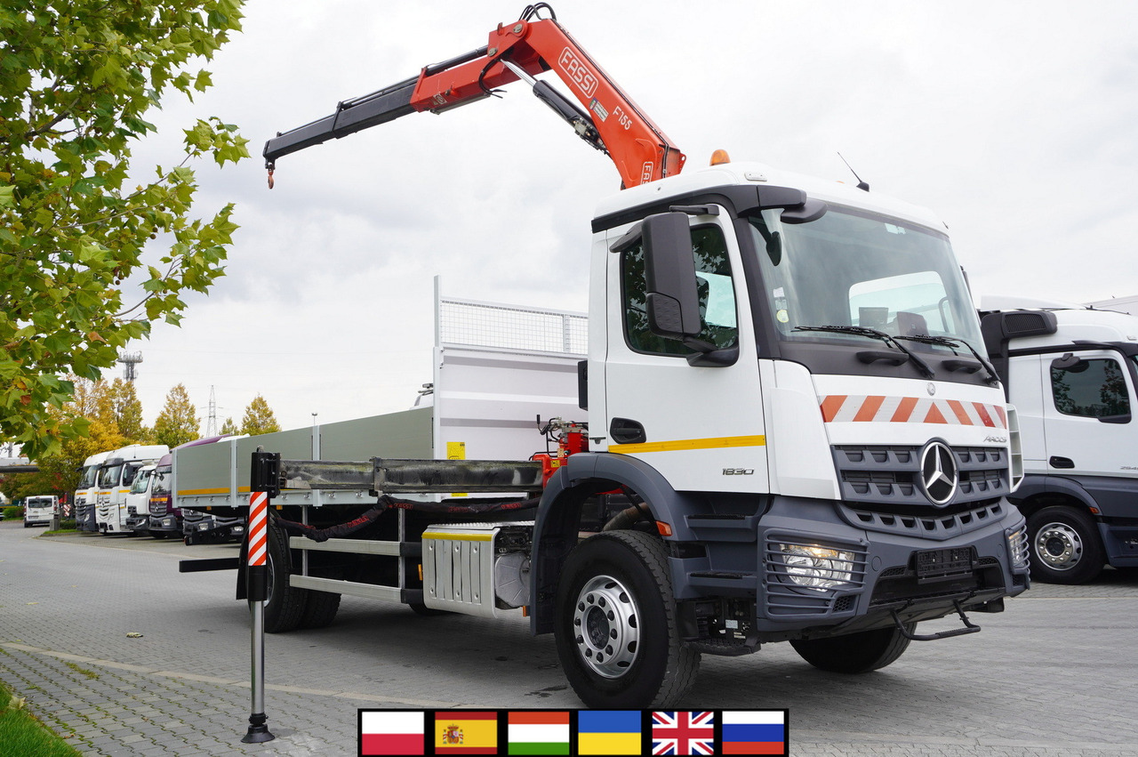 MERCEDES-BENZ Arocs 1830 / Flatbed 16 EPAL / HDS Fassi 155 / Reach 8 m / Load capacity 6160 kg - Sal/ Açık kasa kamyon, Vinçli kamyon: fotoğraf 1 MERCEDES-BENZ Arocs 1830 / Flatbed 16 EPAL / HDS Fassi 155 / Reach 8 m / Load capacity 6160 kg - Sal/ Açık kasa kamyon, Vinçli kamyon: fotoğraf 1