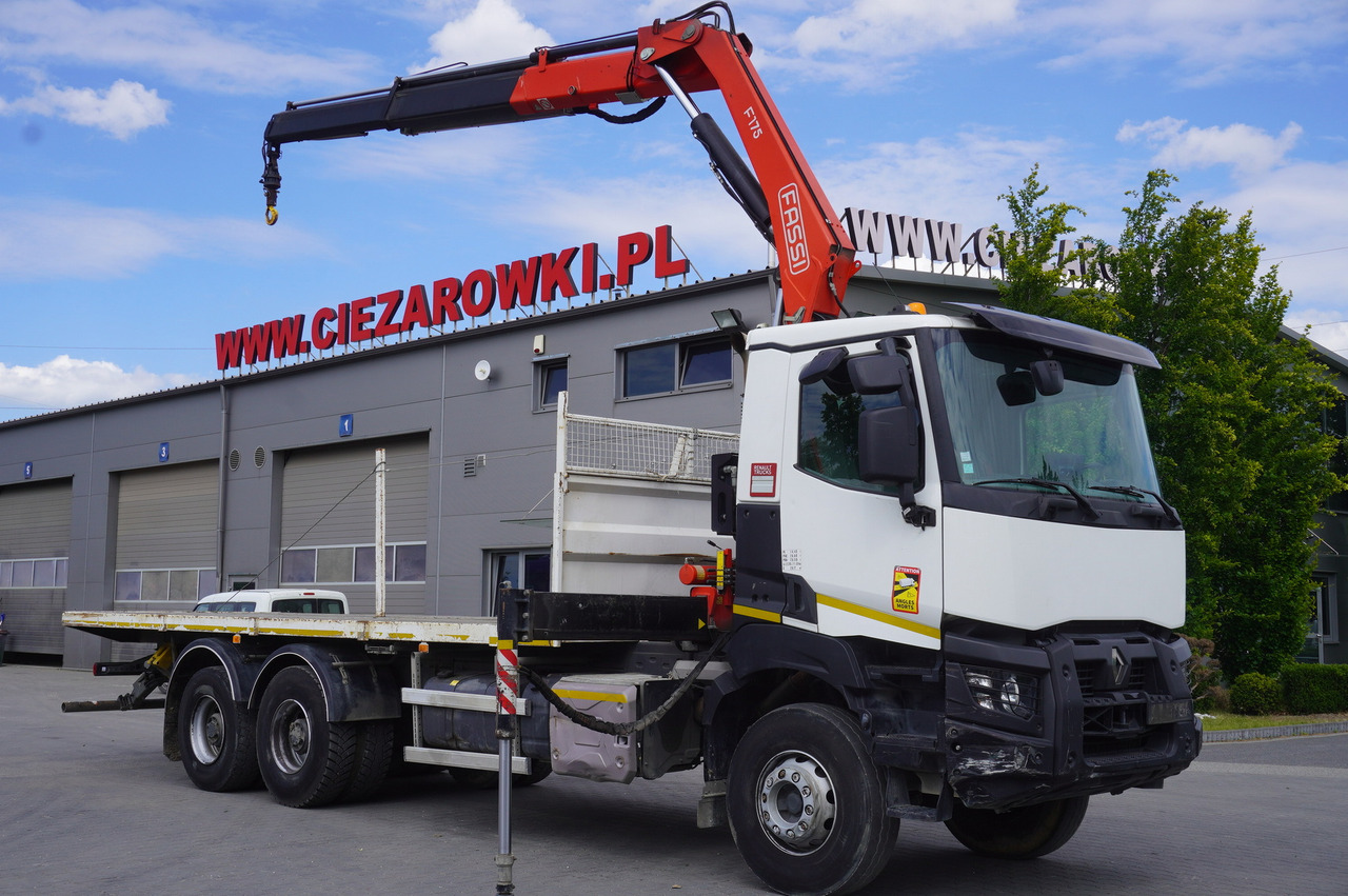 RENAULT K380 6x4 / FASSI F175 crane 7.85 t / 120 thousand km! - Sal/ Açık kasa kamyon, Vinçli kamyon: fotoğraf 1 RENAULT K380 6x4 / FASSI F175 crane 7.85 t / 120 thousand km! - Sal/ Açık kasa kamyon, Vinçli kamyon: fotoğraf 1