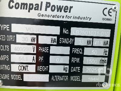 COMPAL VG-R30 41 kVA (Unused) - Elektrikli jeneratör: fotoğraf 5 COMPAL VG-R30 41 kVA (Unused) - Elektrikli jeneratör: fotoğraf 5