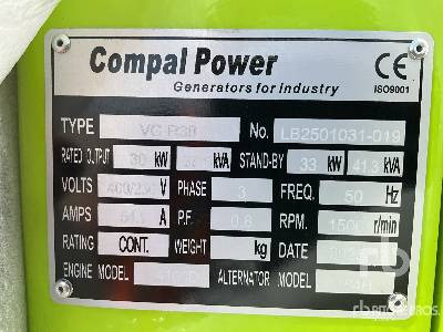 COMPAL VG-R30 41 kVA (Unused) - Elektrikli jeneratör: fotoğraf 5 COMPAL VG-R30 41 kVA (Unused) - Elektrikli jeneratör: fotoğraf 5