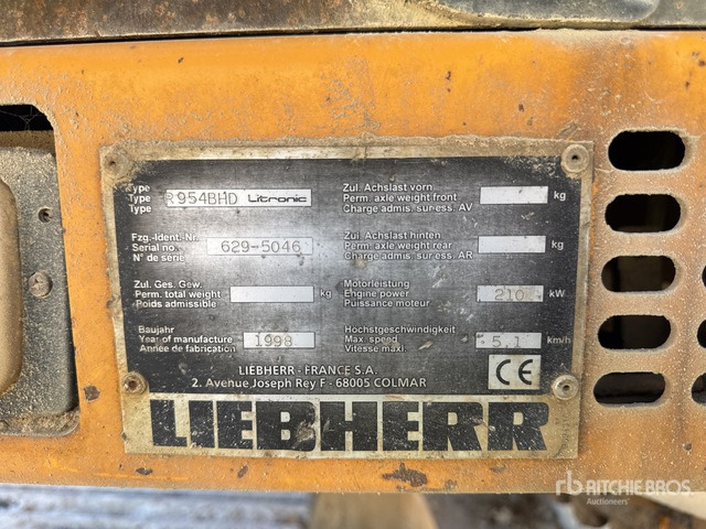 1998 Liebherr R954B HD Litronic Pelle Sur Chenilles Tracked Excavator - Paletli ekskavatör: fotoğraf 2 1998 Liebherr R954B HD Litronic Pelle Sur Chenilles Tracked Excavator - Paletli ekskavatör: fotoğraf 2