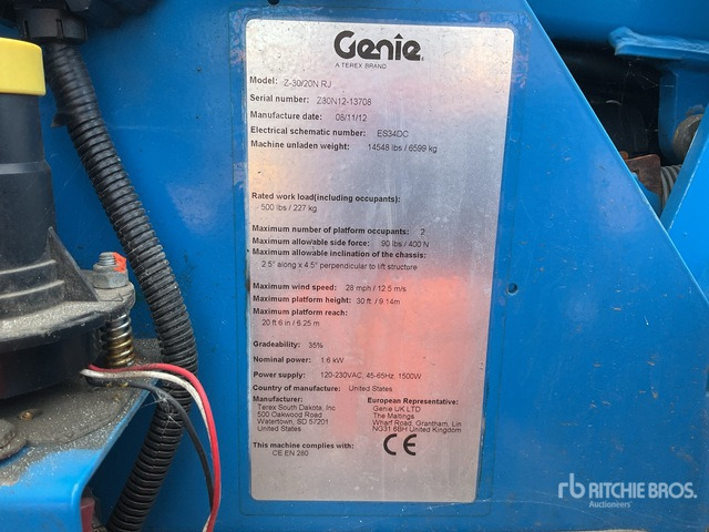 2012 Genie Z-30/20N RJ 2WD Electric Articulating Boom Lift - Eklemli platform: fotoğraf 1 2012 Genie Z-30/20N RJ 2WD Electric Articulating Boom Lift - Eklemli platform: fotoğraf 1