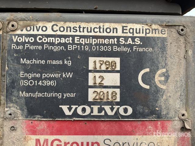2018 Volvo EC18D Mini Excavator: <6.6t - Mini ekskavatör: fotoğraf 5 2018 Volvo EC18D Mini Excavator: <6.6t - Mini ekskavatör: fotoğraf 5