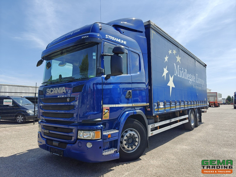 Scania G410 6x2/4 Streamline Euro6 - Retarder - Schuifzeilenbak 8.2M + Laadklep 1500kg - Smart Tacho V2 - Tenteli kamyon: fotoğraf 1 Scania G410 6x2/4 Streamline Euro6 - Retarder - Schuifzeilenbak 8.2M + Laadklep 1500kg - Smart Tacho V2 - Tenteli kamyon: fotoğraf 1