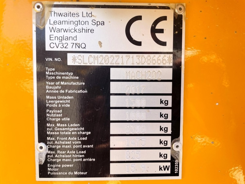 Thwaites Mach 201 (3464) - Mini damperli kamyon: fotoğraf 3 Thwaites Mach 201 (3464) - Mini damperli kamyon: fotoğraf 3